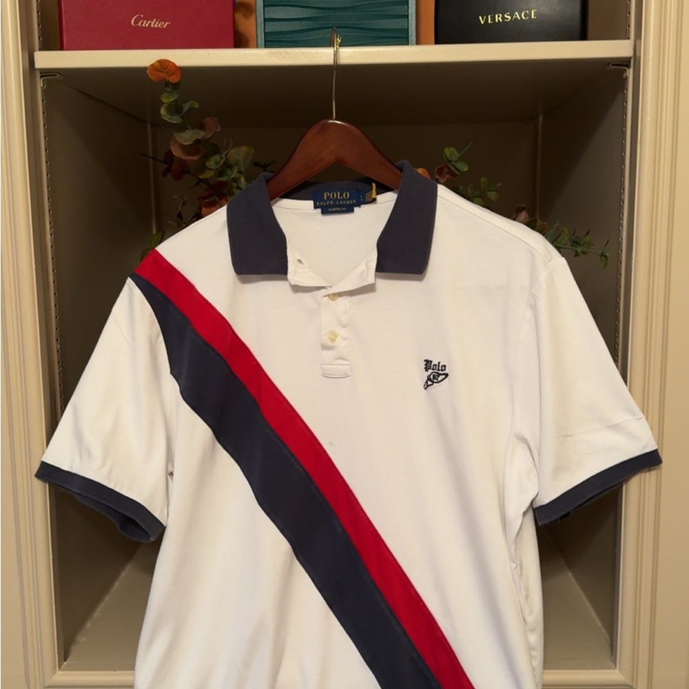Polo by Ralph Lauren White, Red, and Blue Men's Polo Shirt